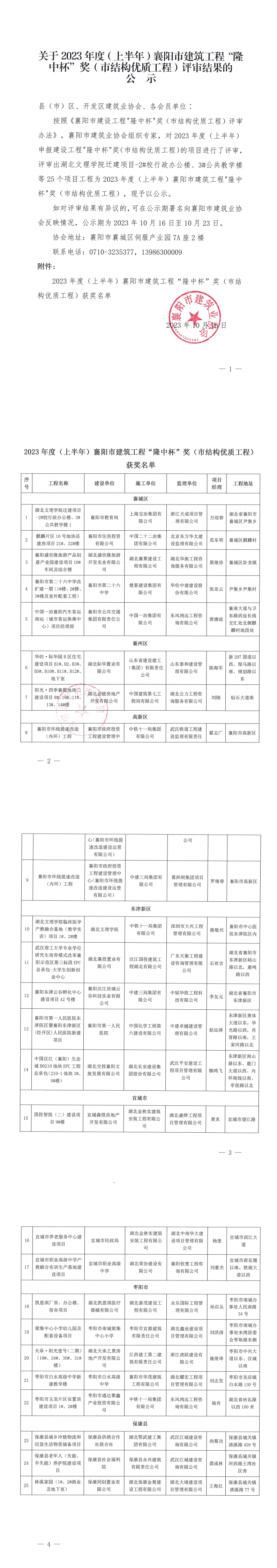 關于2023年度（上半年）襄陽市建筑工程“隆中杯”獎（市結構優質工程）評審結果的公示(1)_00.png